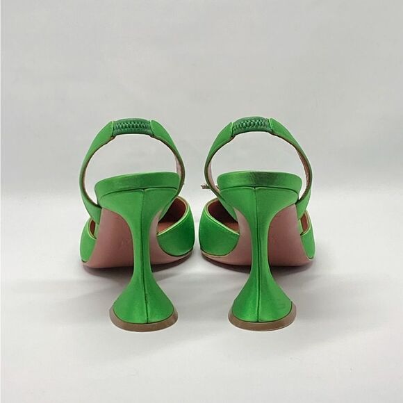 Amina Muaddi  Begum 95MM Satin & Crystal-Adorned Slingback Pumps size 37.5 - Picture 9 of 14